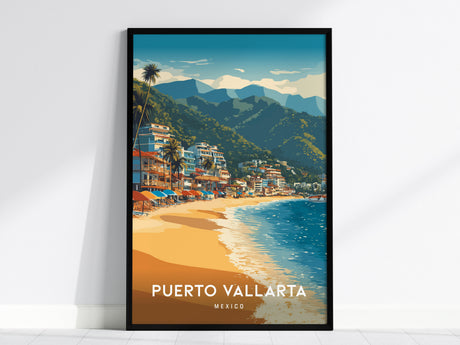 Puerto Vallarta, Mexico Poster | Tropical Beach Print Coastal Wall Art — framed wall art, 24x36 in