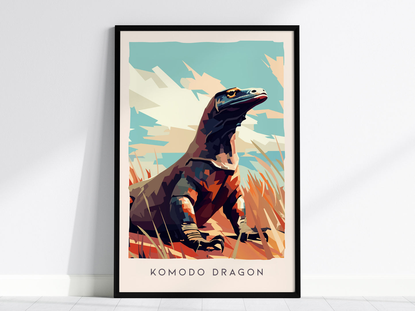 Komodo Dragon Poster | Ancient Reptile Wildlife Wall Art — framed wall art, 24x36 in