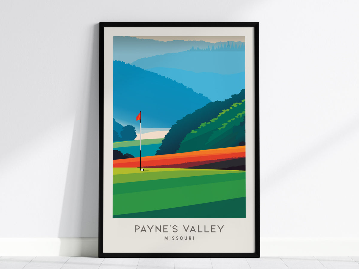 Payne's Valley Matte Border Poster | Missouri Golf Course Print & Country Club Decor — framed wall art, 24x36 in
