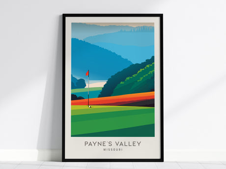 Payne's Valley Matte Border Poster | Missouri Golf Course Print & Country Club Decor — framed wall art, 24x36 in