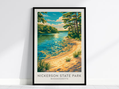 Nickerson State Park Matte Border Poster | Massachusetts Destination Print Travel Wall Art — framed wall art, 24x36 in