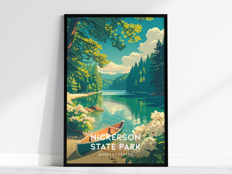 Nickerson State Park, Massachusetts Poster | Cape Cod Forest & Lake Wall Art — framed wall art, 24x36 in