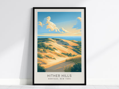 Hither Hills Matte Border Poster | Montauk, New York Travel Wall Art — framed wall art, 24x36 in
