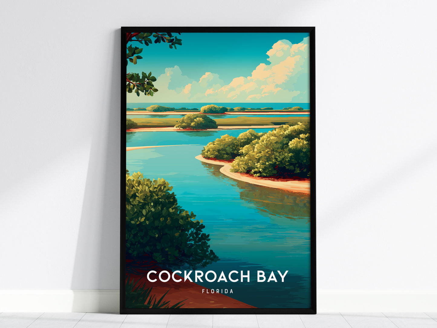 Cockroach Bay, Florida Poster | Mangrove Shores & Wading Birds Wall Art — framed wall art, 24x36 in