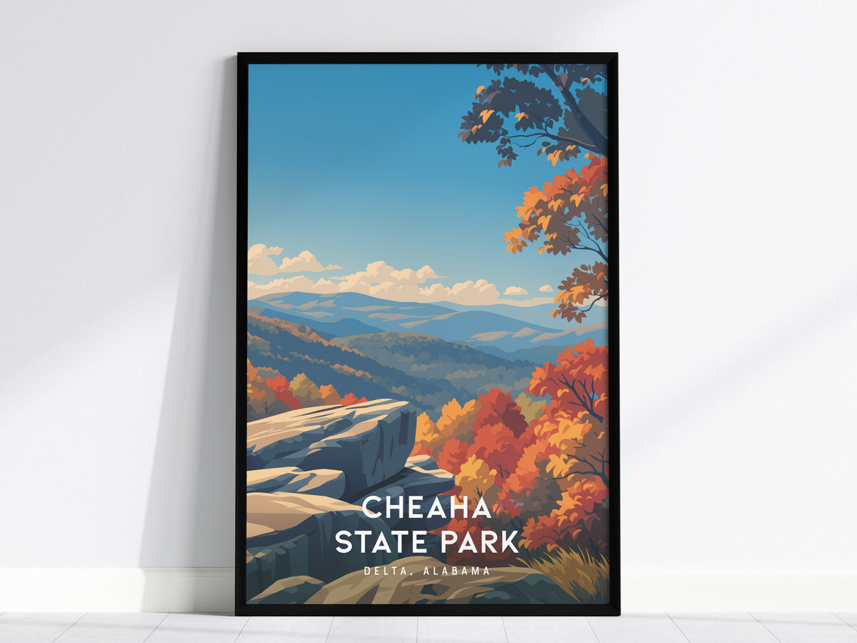 Cheaha State Park, Delta, Alabama Poster | Mountain Overlook Wilderness Wall Art — framed wall art, 24x36 in