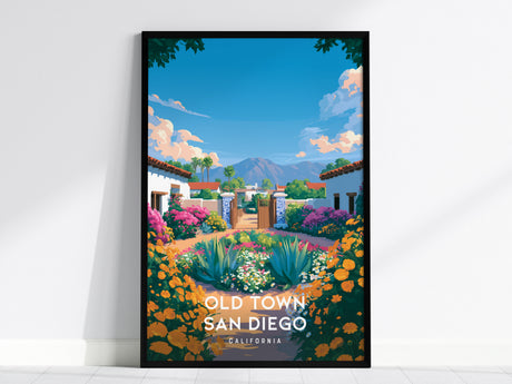 Old Town San Diego, California Poster | Historic Adobe & Fiesta Charm Wall Art — framed wall art, 24x36 in