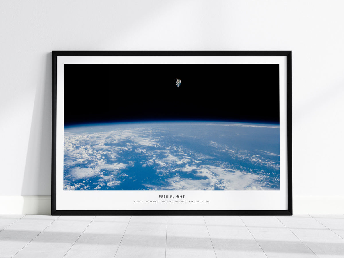 Free Flight Landscape Poster | Sts-41b · Astronaut Bruce Mccandless | STS-41B Astronaut Bruce McCandless NASA Space Photograp