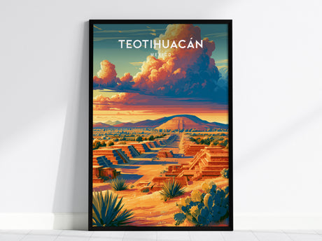 Teotihuacán, Mexico Poster | Ancient Pyramids Destination Print Wall Art — framed wall art, 24x36 in