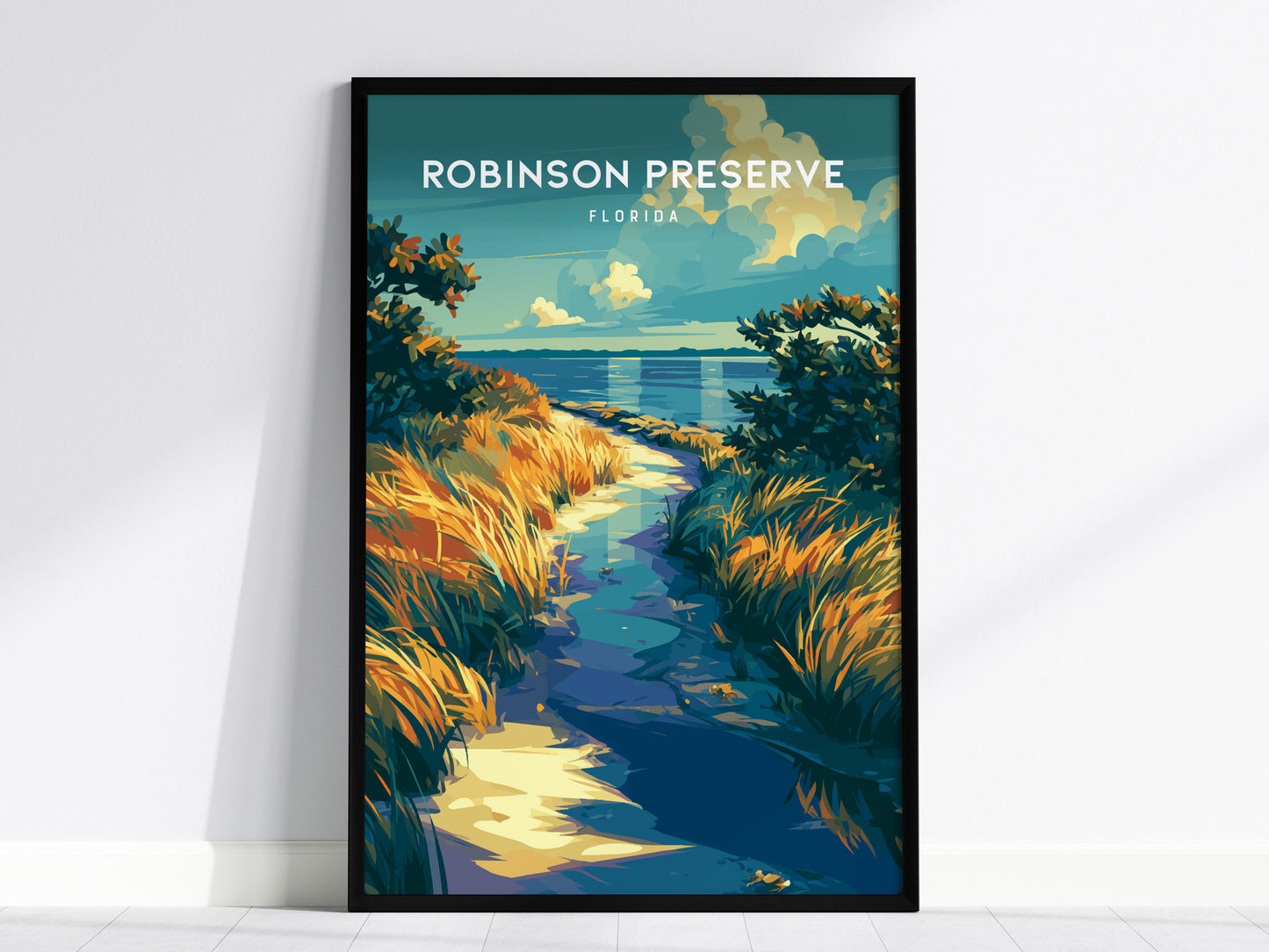 Robinson Preserve, Florida Poster | Mangrove Trails & Coastal Wetlands Wall Art — framed wall art, 24x36 in