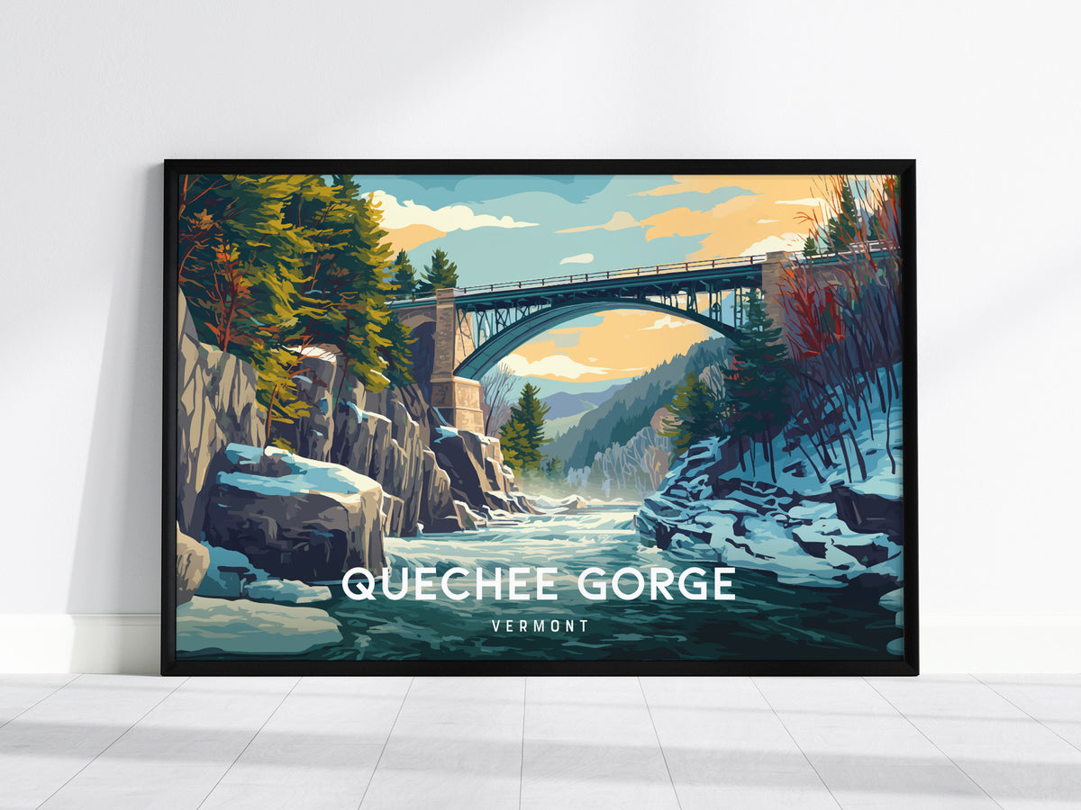 Quechee Gorge Landscape, Vermont Poster | Framed or Unframed Gorge Wall Art — framed wall art, 24x36 in
