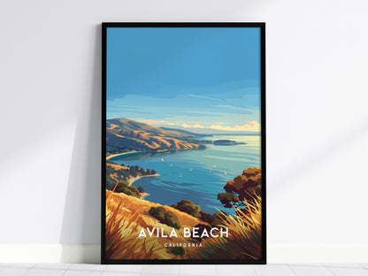 Avila Beach, California Poster | Golden Shore & Pier Coastal Wall Art — framed wall art, 24x36 in