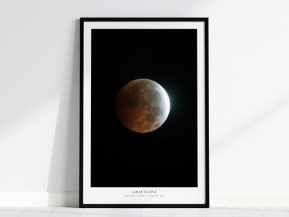 Lunar Eclipse Poster | NASA Southern Louisiana Space Photography Wall Art — framed wall art, 24x36 in