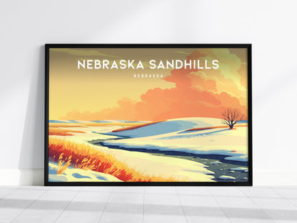 Nebraska Sandhills Landscape Poster | Nebraska Vacation Wall Art Framed or Unframed — framed wall art, 24x36 in