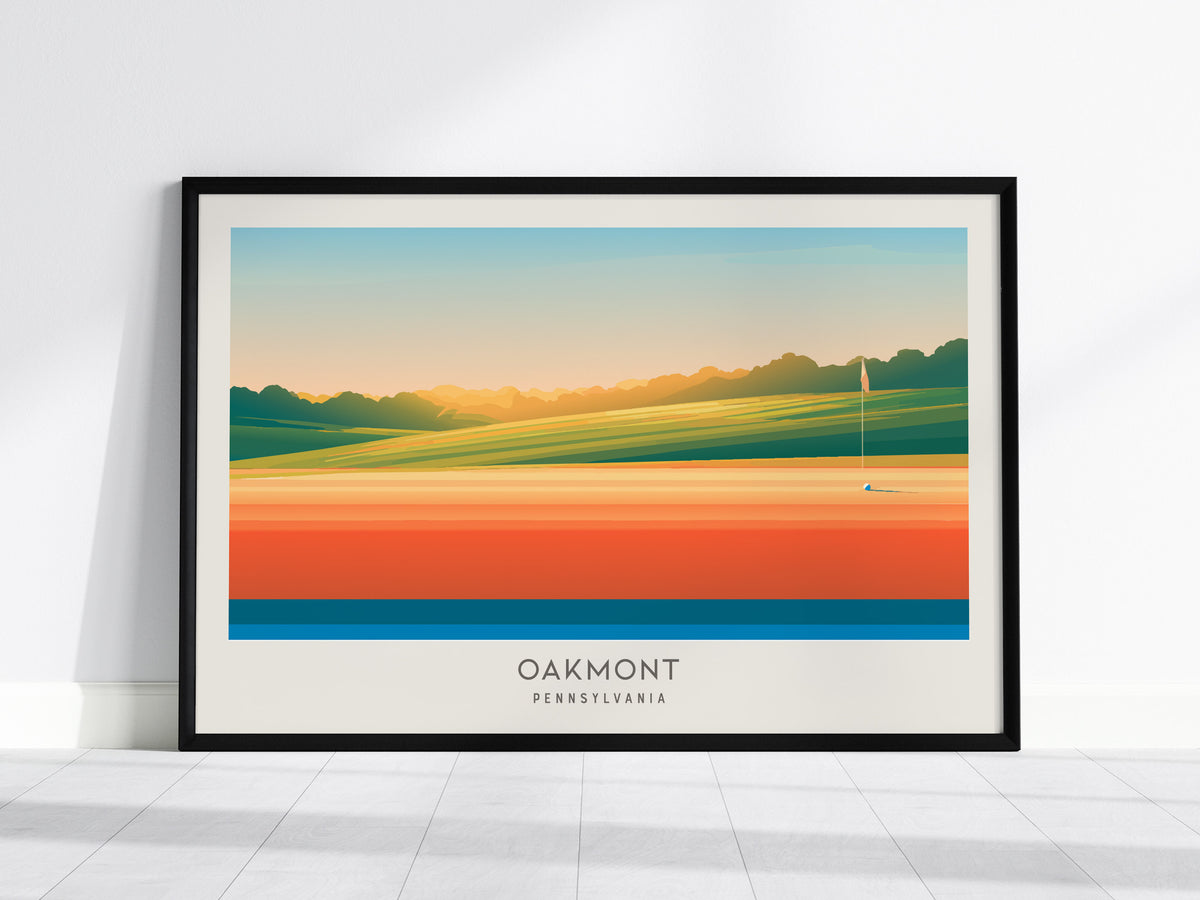 Oakmont Landscape Matte Border Poster | Pennsylvania Travel Wall Art — framed wall art, 24x36 in