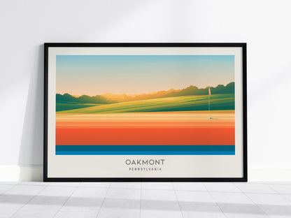 Oakmont Landscape Matte Border Poster | Pennsylvania Travel Wall Art — framed wall art, 24x36 in
