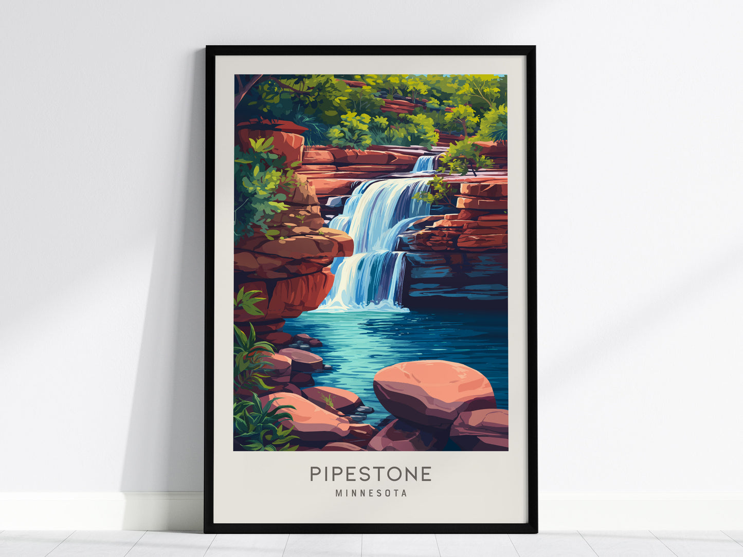 Pipestone Matte Border Poster | Minnesota Travel Wall Art — framed wall art, 24x36 in