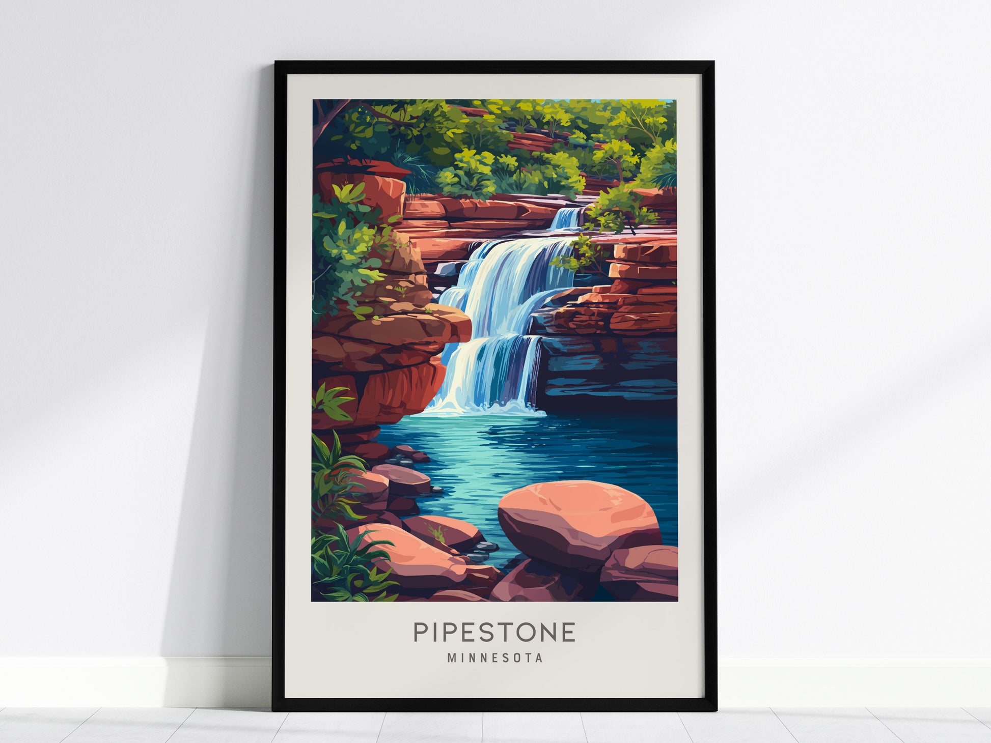 Pipestone Matte Border Poster | Minnesota Travel Wall Art — framed wall art, 24x36 in