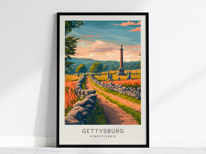 Gettysburg Matte Border Poster | Pennsylvania Destination Print Travel Wall Art — framed wall art, 24x36 in