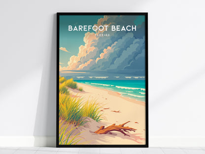 Barefoot Beach, Florida Poster | Sun-Drenched Gulf Coast Art Wall Art — framed wall art, 24x36 in