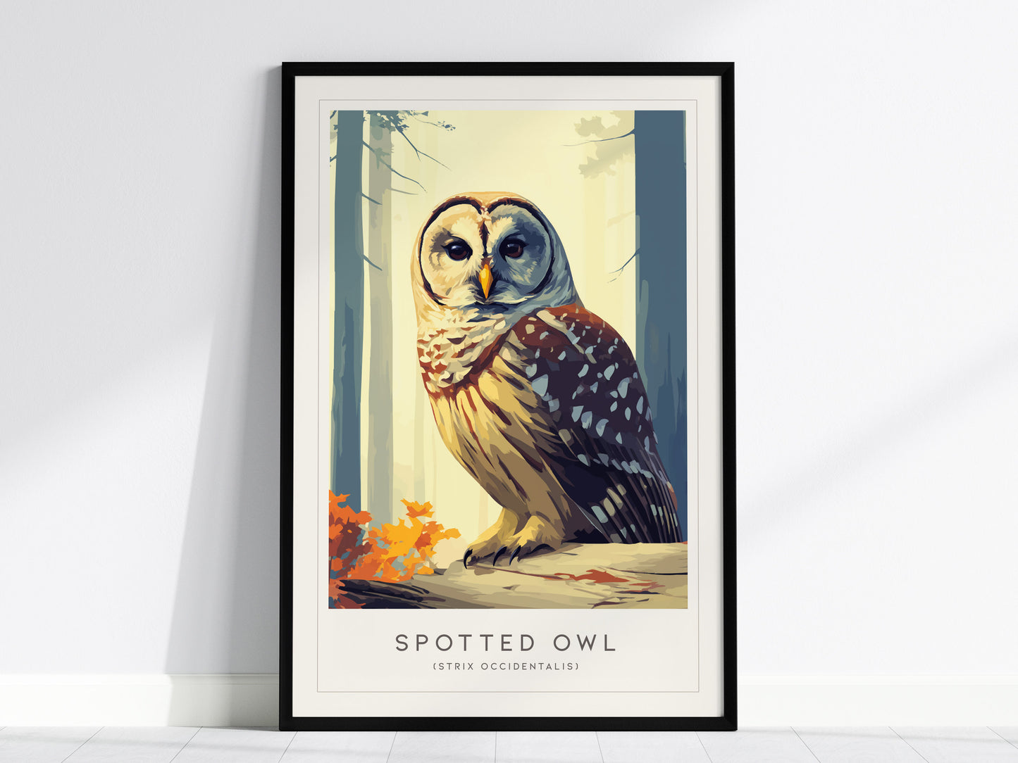 Spotted Owl Poster | Mysterious Forest Raptor Fine Wall Art — framed wall art, 24x36 in