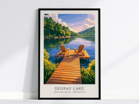 DeGray Lake Matte Border Poster | Arkadelphia, Arkansas Destination Print — framed wall art, 24x36 in