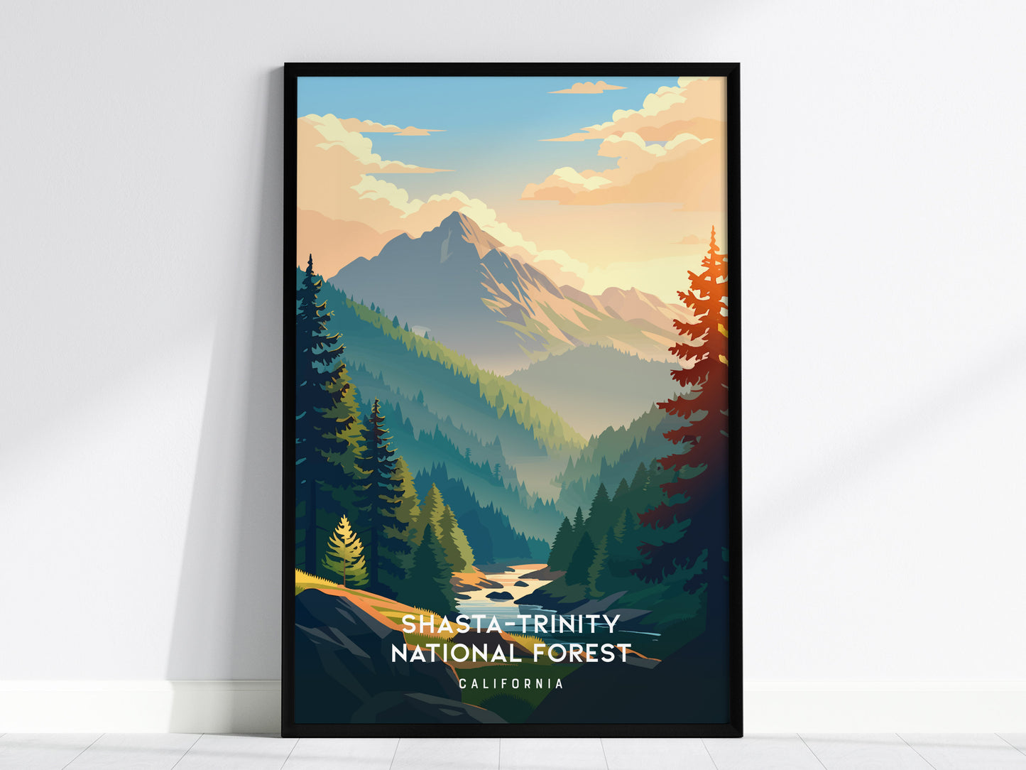 Shasta-Trinity National Forest, California Poster | Mountain Wilderness & Alpine Lake Wall Art — framed wall art, 24x36 in