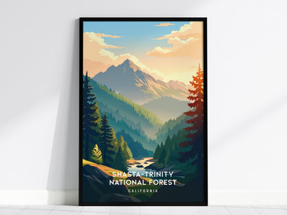 Shasta-Trinity National Forest, California Poster | Mountain Wilderness & Alpine Lake Wall Art — framed wall art, 24x36 in
