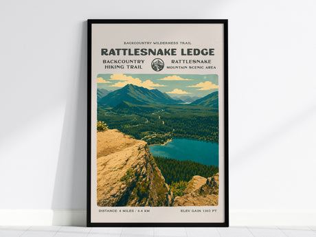 Rattlesnake Ledge, North Bend Poster | Hiker Gift | Bold Summit Views Wall Art — framed wall art, 24x36 in