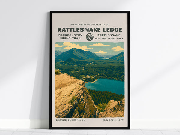 Rattlesnake Ledge, North Bend Poster | Hiker Gift | Bold Summit Views Wall Art — framed wall art, 24x36 in