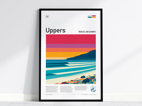 Uppers, Trestles Poster | Golden Hour Barrel Surf Wall Art — framed wall art, 24x36 in