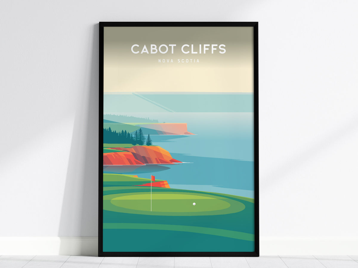 Cabot Cliffs, Nova Scotia Poster | Dramatic Links Golf Course Print Wall Art — framed wall art, 24x36 in