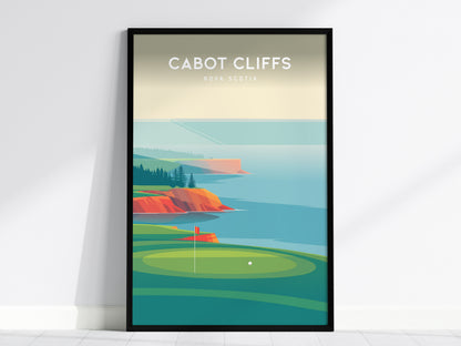 Cabot Cliffs, Nova Scotia Poster | Dramatic Links Golf Course Print Wall Art — framed wall art, 24x36 in