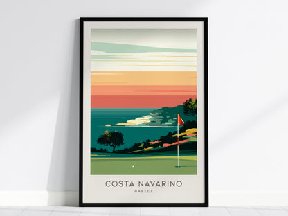 Costa Navarino Matte Border Poster | Greece Golf Course Print & Country Club Decor — framed wall art, 24x36 in