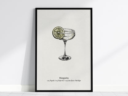 Margarita Cocktail Poster | Classic Tequila Lime Bar Art Print — framed wall art, 24x36 in