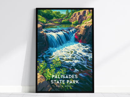 Palisades State Park, South Dakota Poster | Rugged Cliffs & Creek Adventure Wall Art — framed wall art, 24x36 in