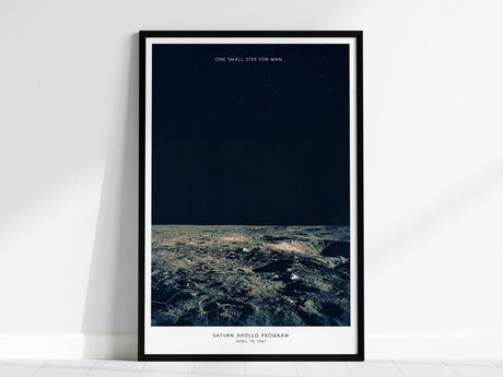 Apollo 12 Moon Landing Poster – Historic NASA Lunar Surface Print, Saturn V Mission, Available Framed/Unframed, Great Space Gift - Swell Scenes