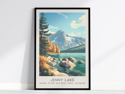 Jenny Lake Matte Border Poster | Grand Teton National Park, Wyoming Travel Wall Art — framed wall art, 24x36 in