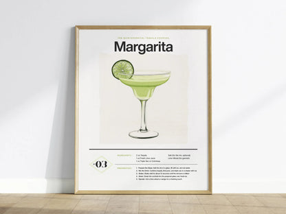 Margarita Cocktail Framed Poster | Classic Tequila Drink Minimalist Design | Margarita Lover Gift | Kitchen Bar Home Decor