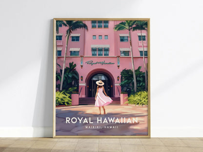 The Royal Hawaiian Hotel, Oahu Poster - Iconic Pink Palace of the Pacific, Perfect for Wedding or Anniversary Gifts, Available Framed/Unframed