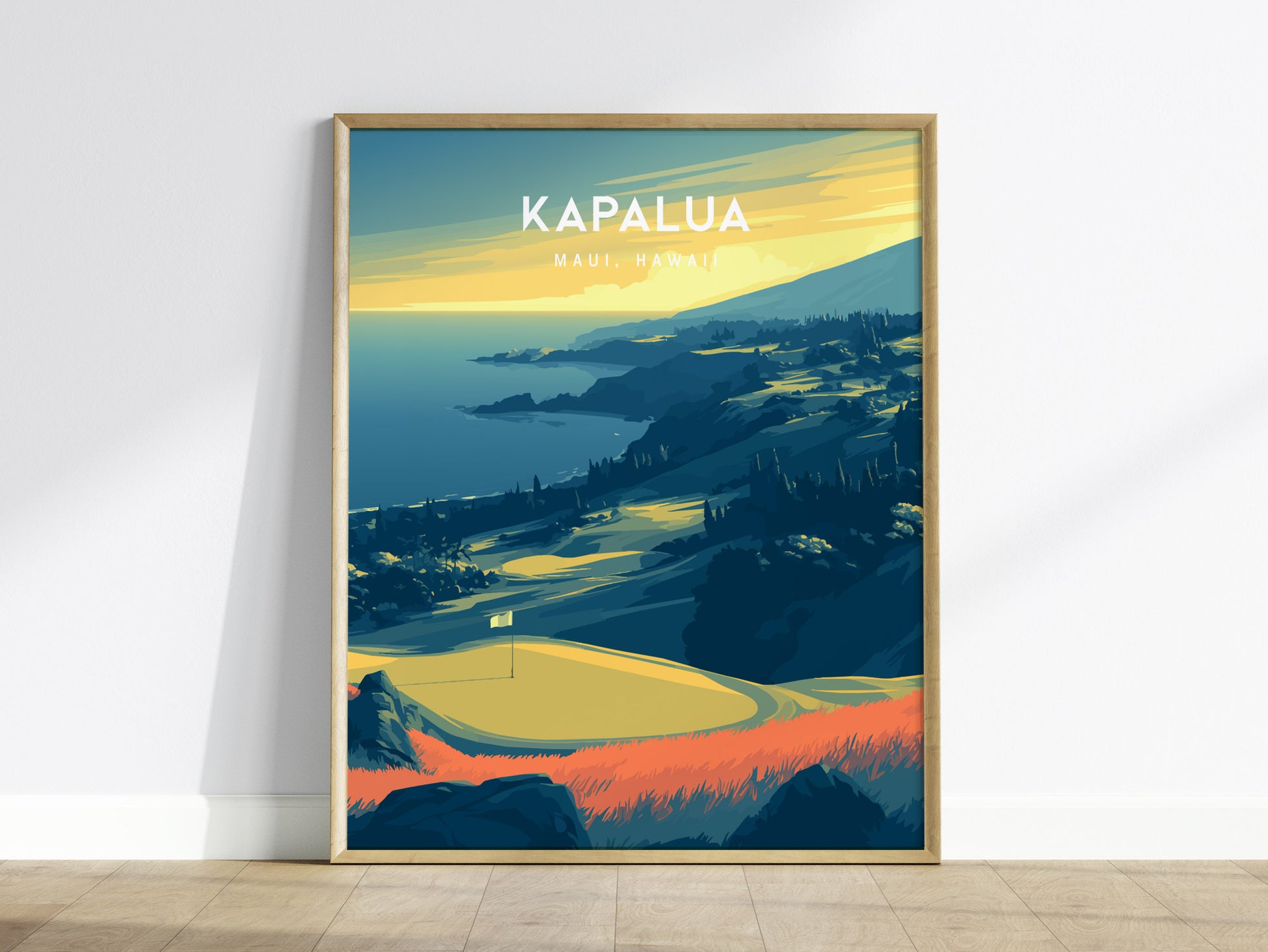 Kapalua Plantation Course, Maui, Hawaii Poster | Tropical Links Golfer Gift Wall Art — framed wall art