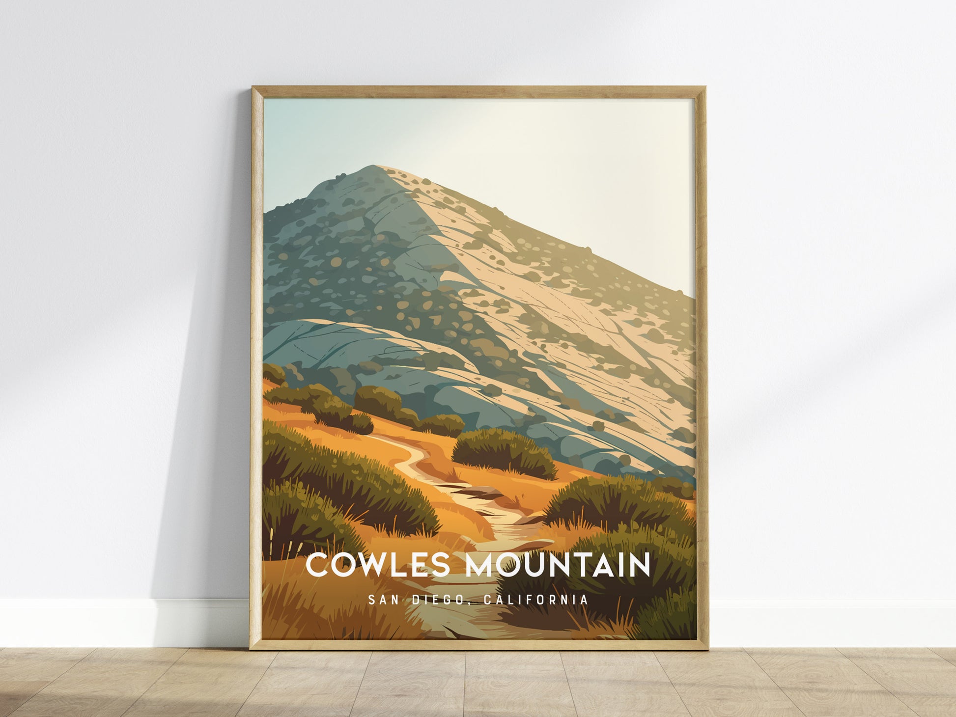 Cowles Mountain, San Diego Poster | Golden Summit Trail Panorama Wall Art — framed wall art