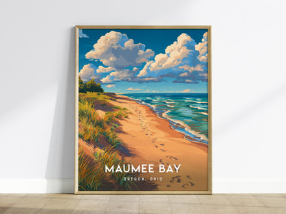Maumee Bay, Oregon, Ohio Poster | Lakeside Marshland Sunset Wall Art — framed wall art