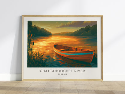 Chattahoochee River Landscape Matte Border Poster | Georgia Destination Print Travel Wall Art — framed wall art