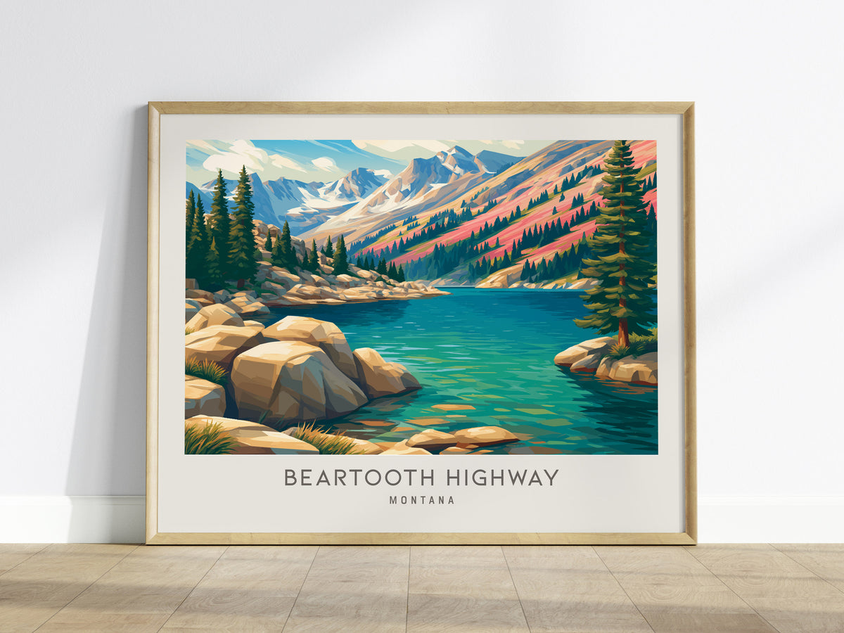 Beartooth Highway Landscape Matte Border Poster | Montana Travel Gift Framed or Unframed — framed wall art