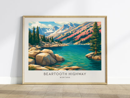 Beartooth Highway Landscape Matte Border Poster | Montana Travel Gift Framed or Unframed — framed wall art