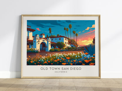 Old Town San Diego Landscape Matte Border Poster | California Destination Print Framed or Unframed — framed wall art