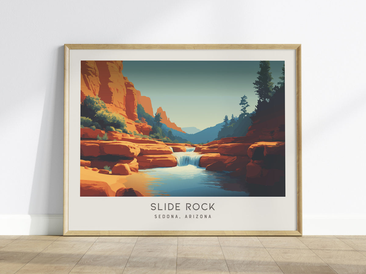 Slide Rock Landscape Matte Border Poster | Sedona, Arizona Vacation Wall Art — framed wall art