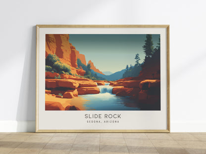 Slide Rock Landscape Matte Border Poster | Sedona, Arizona Vacation Wall Art — framed wall art