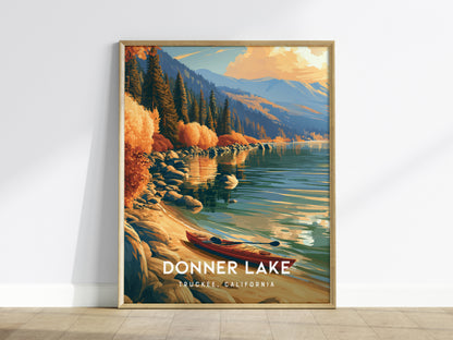 Donner Lake, Truckee, California Poster | Mountain Lake Travel Wall Art — framed wall art