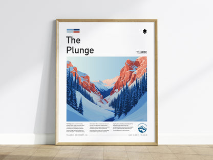 The Plunge, Telluride Poster | Alpine Ski Run Mountain Poster Wall Art — framed wall art
